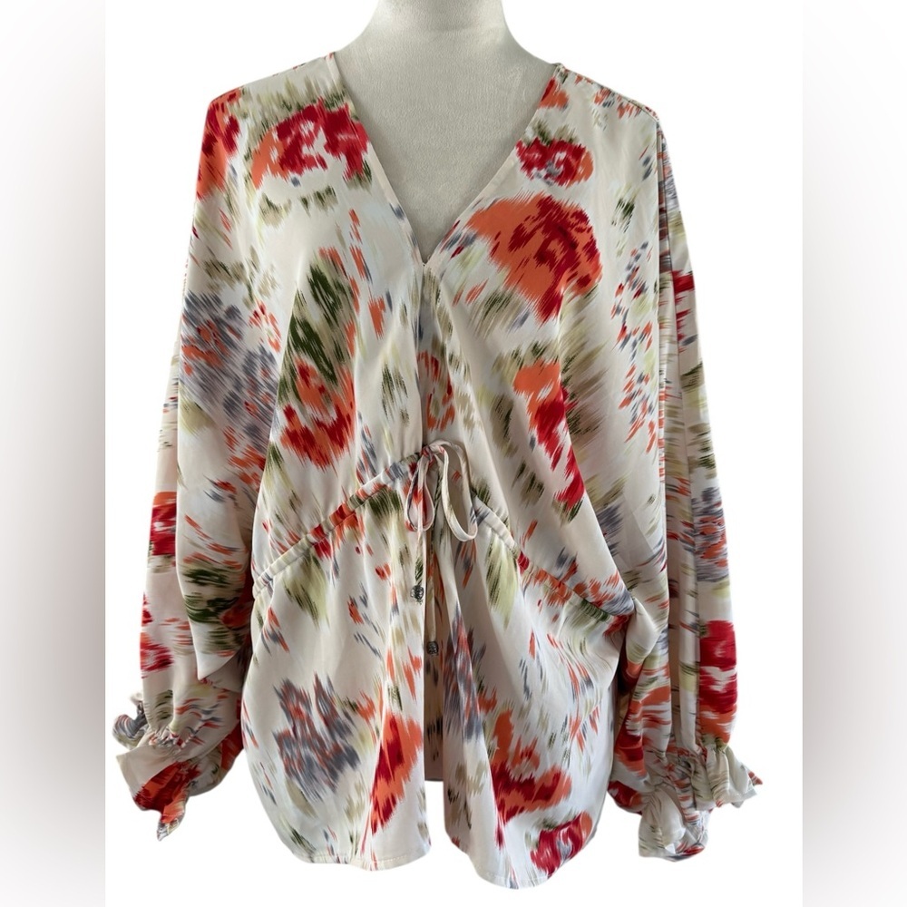 Entro Orange and Cream Floral Blouse - Picture 4 of 7